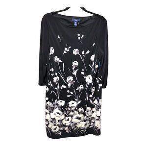 CHAPS Black and White Floral Dress